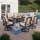 7 Piece Patio Furniture Set Swivel Rattan Chairs W  Cushion Outdoor Dining Table