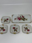 Vtg Royal Sealy Japan Porcelain Dresser Vanity Set 5 Pc Hand Painted Pink Roses