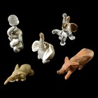 Vintage Elephant Lot Mini Figurines 5 Mixed Glass Rubber Pewter Wood Clay