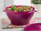 Tupperware Servalier Salad Large Serving Bowl Dark Pink 17 Cup New 