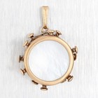 Antique Art Deco Mother Of Pearl Snare Drum Pendant Charm - 14k Yellow Gold