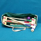 Apudarmis Six Player Croquet Set Blonde Wood vibrant Colors W  Carrying Case 