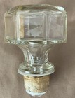 Vintage Clear Glass Flat Top Decanter Stopper 3 1 4    Long With Cork
