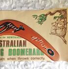 Vintage Australian Boomerang Hand Carved Wood Painted Never Used New With Tags 