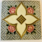 Antique Gristal Art Pottery Tile H   R Johnson  6  Sq Majolica England Rose  662