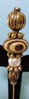 Stick hat Pin Goldtone  Faux Pearl  And Wood Beads    181