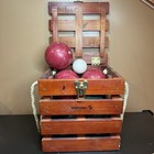 Vintage Sportcraft Heritage Collection Bocce Ball Set In Wood Crate Outdoor Game