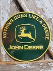 Vintage John Deere Metal Sign Cast Iron Farm Gas Equipment Tractor Dealer Sales 