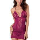 Sexy Lingerie Women Halter Babydoll Underwear Sleepwear G-string Set Lace Dress