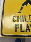 Vintage Slow Children Playing Graphic Embossed Road Street Sign