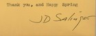 J  D  Salinger   Signed Autographed Typed Letter   Psa Dna Encased