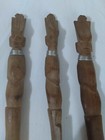 Spoon Fork Knife African Handcarved Wood Large Set  14  Tribal Decor Vintage Read