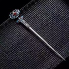 Chinese Vintage Cloisonne Peony Hair Stick Silver Plated Hanfu 18cm