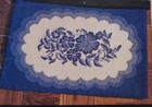 Vintage Aunt Lydias Blue Or Rose Plate Punch Needle Stamped Rug Foundation