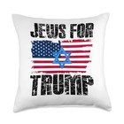 Jews For Trump Jewish American Flag Trump Voter Throw Pillow 18x18