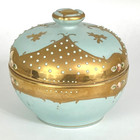 Vintage Hand Painted  Dresser Powder Trinket Box Lenville Porcelain Japan