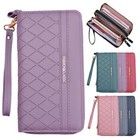 Lady Large Capacity Leather Wallet Double Zipper Long Purse Phone Handbag Clutch