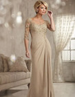 Champagne Mother Of The Bride Dresses Plus Size 2023 Chiffon Half Sleeves Groom