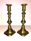 Pair Of Antique Brass Candle Holders   Beautiful Condition 