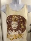 Midnight Rider Presents David Bowie Graphic Tank Top Cream Lace Trim M