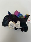 Ty Beanie Boos Anora The Dragon  6  15cm Mwmt Black With Rainbow Shimmer Wings