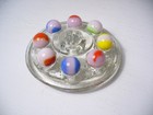  914 Vintage Marble King Rainbows 8 Pieces All Are On A Pink Base