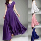 Women s Short Sleeve V Neck Dress Evening Party Cocktail Formal Prom Dress  