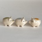 3 Pig Figurine Miniatures Hand Painted Glazed Ceramics Blue green yellow Cute