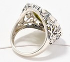 Connemara Marble Sterling Silver Marcasite Accents Shamrock Ring  Size 9