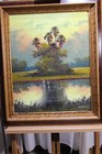 Willie Daniels Signed  florida Highwaymen  Marsh Sunset W  Egrets Oil On Canvas