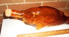Vintage Amber Glass Fish Shaped Decanter Wine Bottle 12 5  X 5  W 2 Corks Nice