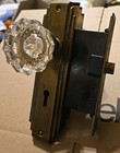 Vtg Brass Art Deco Plates Sargent Door Lock Hardware Salvage No Key Glass Knobs