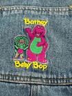 Vintage 90   s Barney Baby Bop Blue Denim Short Overalls Lyons Group Girls Size 6