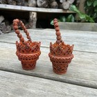 Old Vintage Antique Carved Coquilla Nut Decorative Small Baskets