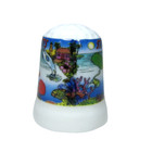 Souvenir Ceramic Thimble St Kitts Dolphins Fish Coral Beach House New