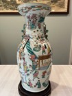 Rare- Antique Chinese 24 Filial Exemplars Porcelain Vase W  Rotating Stand 24         