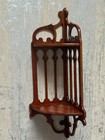 Vintage Cherry Wood Wall Corner Shelf Gothic Revival 2-tier Hanging Display 24 
