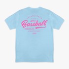 New Baseball Lifestyle 101 Established T Shirt Heathered Blue W Pink Youth S Nwt