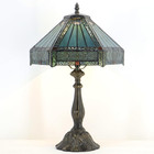 Vintage Tiffany Style Mission Stained Glass Table Lamp Bedside Reading Light