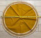Vtg 1960s Christmas Tree Skirt 35    Felt Dark Mustard Yellow Mcm Fringed Handmade
