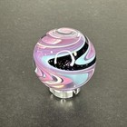 Contemporary Handmade Art Glass Marble 1 13  Pretty Wigwag Sparkle Swirl Mib