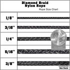 Golberg Diamond Braid Nylon Rope 1 8   3 16   1 4   5 16   3 8  10ft - 100ft