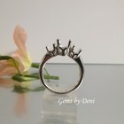 4-7mm Round Classic Three Stone Sterling Silver Pre-notched Ring Setting Size 7