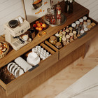 63  Wooden Buffet Cabinet Walnut Farmhouse Accent Sideboard Cabinet With Storage
