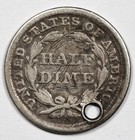 1858 Seated Liberty Half Dime   Holed   207911