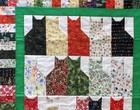 Handmade Christmas Winter Green Trim Kitty Cat Quilt Throw Cat Rescue