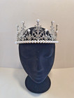 Pearl Rhinestone Tiara Crown Bridal Wedding Pageant Princess Costume Silver