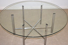 Mid Century Modern Chrome   Glass Round Coffee Table 40 