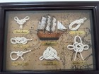 Sailing Ship   Sailors Knots Wood Framed Shadow Box 6 Knots Wall 9 x13   nautical