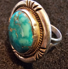 Vintage Old Pawn Native American Turquoise Ring Navajo Sterling Silver
